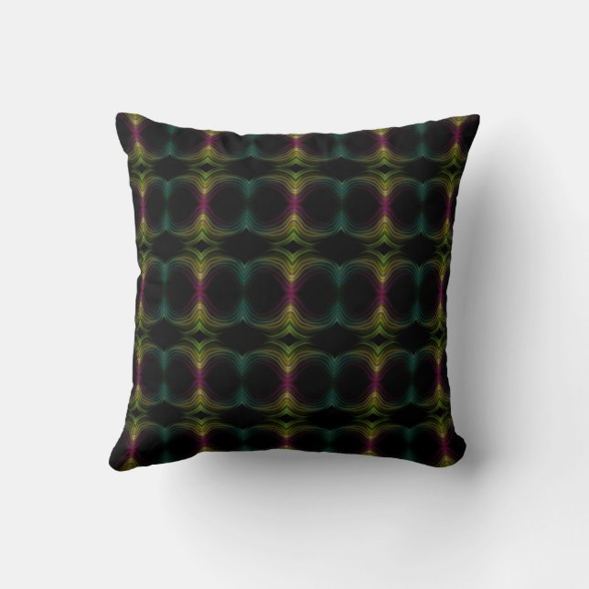 Colourful Groovy Psychedelic Pattern Abstract Art Throw Pillow (Back)