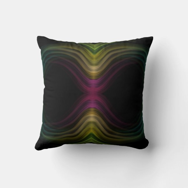 Colourful Groovy Psychedelic Pattern Abstract Art Throw Pillow (Back)