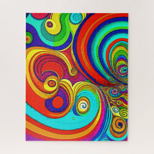Colourful Groovy Rainbow Swirls Jigsaw Puzzle