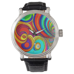 Colourful Groovy Rainbow Swirls Watch