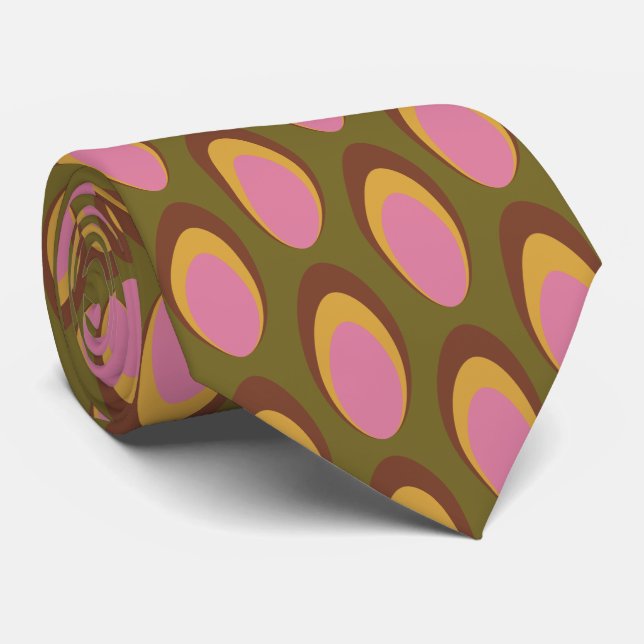 Colourful Groovy Retro 70s Pattern Neck Tie (Rolled)