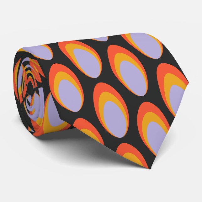 Colourful Groovy Retro 70s Pattern Neck Tie (Rolled)