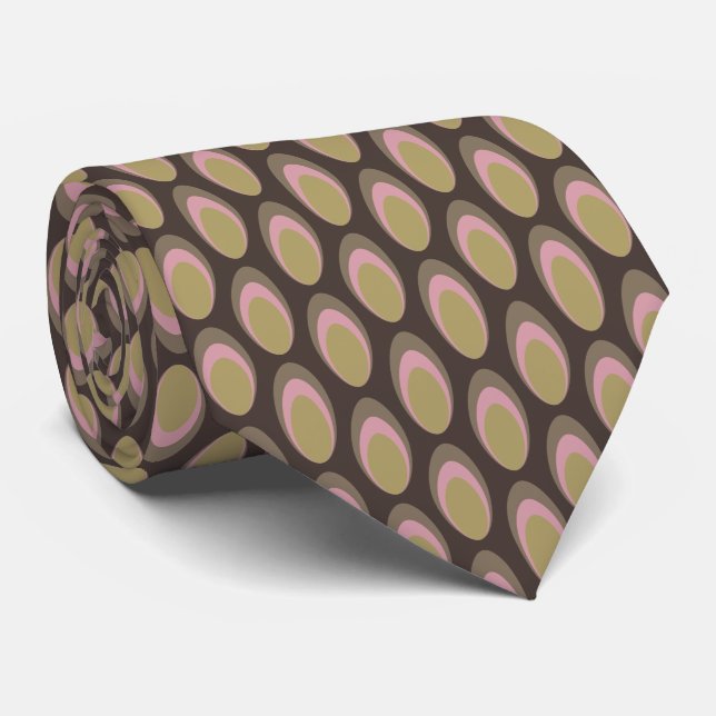 Colourful Groovy Retro 70s Pattern Neck Tie (Rolled)