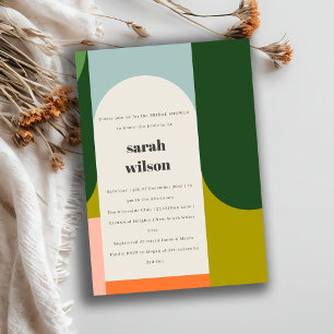 Colourful Groovy Retro Arch Abstract Bridal Shower Invitation