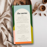 Colourful Groovy Retro Arch Bold Wedding Menu Card<br><div class="desc">Colourful Groovy Retro Arch Theme Collection.- it's an elegant groovy fun 70s Retro arch collection,  Perfect for your Retro themed wedding & parties. It’s very easy to customize,  with your personal details. If you need any other matching product or customization,  kindly message via Zazzle.</div>