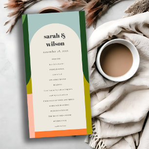 Colourful Groovy Retro Arch Bold Wedding Program