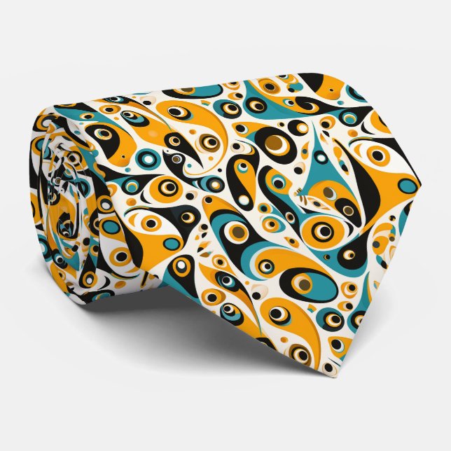 Colourful Groovy Retro Neck Tie (Rolled)