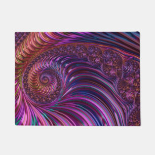 Colourful Groovy Trippy Funky Spiral Fractal Art Doormat
