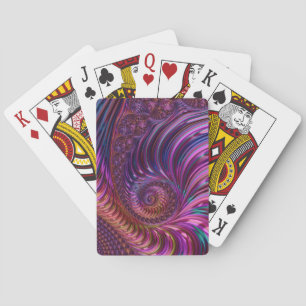 Colourful Groovy Trippy Funky Spiral Fractal Art Playing Cards