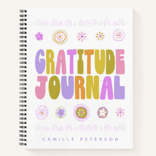 Colourful Groovy Typography Personalized Gratitude Notebook