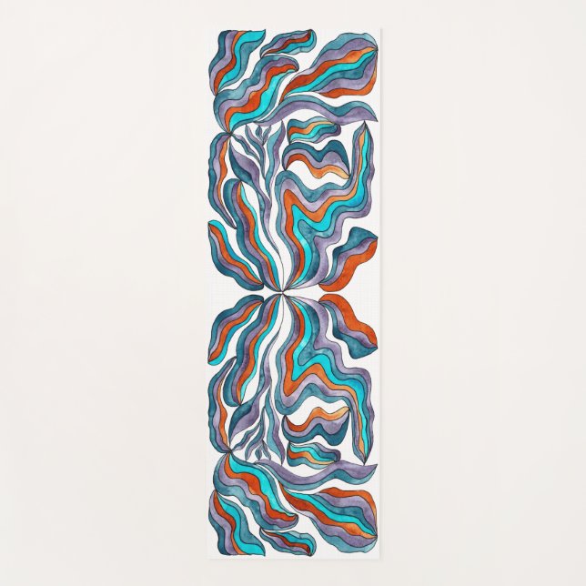 Colourful Groovy Watercolor Yoga Mat (Front)