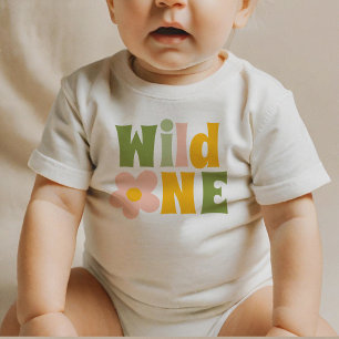 Colourful Groovy Wild One Daisy Baby T-Shirt