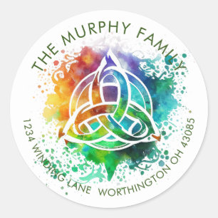 Colourful Grunge Celtic Watercolor Design Classic Round Sticker