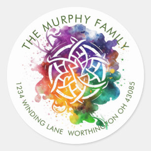 Colourful Grunge Celtic Watercolor Design Classic Round Sticker