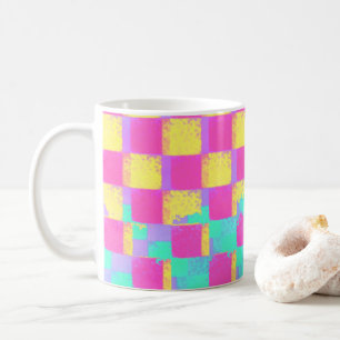Colourful Grunge Chequerboard Pattern Coffee Mug