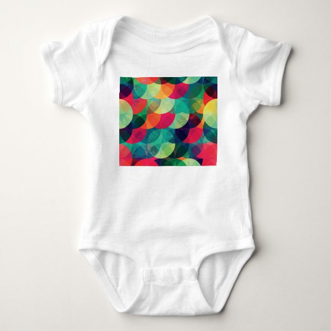 Colourful Grunge Circle Seamless Pattern Baby Bodysuit (Front)