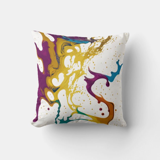 Colourful Grunge Dripping Marble Ink Splash  Throw Pillow (Front)