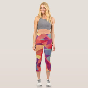 Colourful Grunge: Geometric Triangles Background Capri Leggings