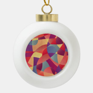Colourful Grunge: Geometric Triangles Background Ceramic Ball Christmas Ornament