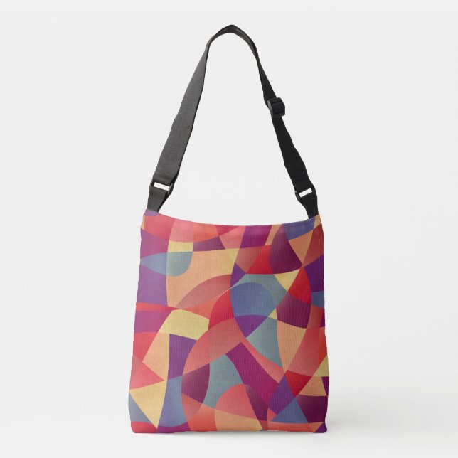 Colourful Grunge: Geometric Triangles Background Crossbody Bag (Front)