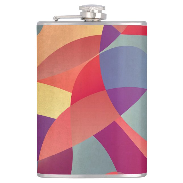 Colourful Grunge: Geometric Triangles Background Hip Flask (Front)