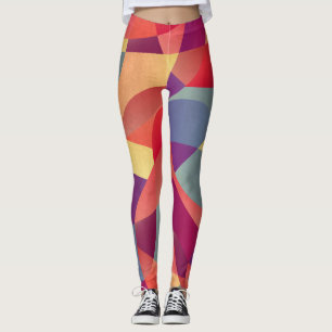 Colourful Grunge: Geometric Triangles Background Leggings