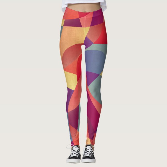 Colourful Grunge: Geometric Triangles Background Leggings (Front)