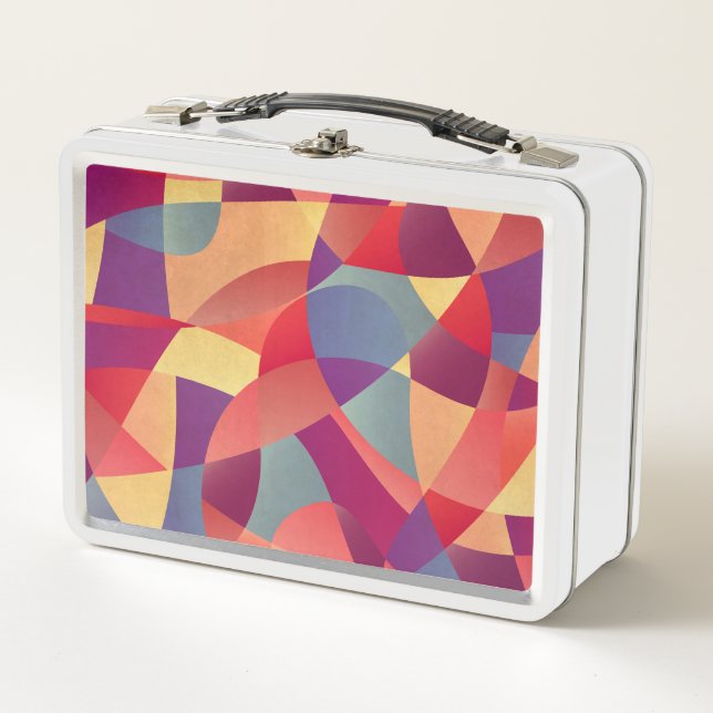 Colourful Grunge: Geometric Triangles Background Metal Lunch Box (Front)