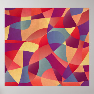 Colourful Grunge: Geometric Triangles Background Poster