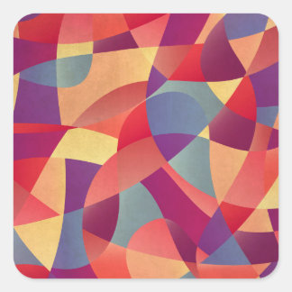 Colourful Grunge: Geometric Triangles Background Square Sticker
