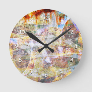 Colourful grunge graffiti round clock