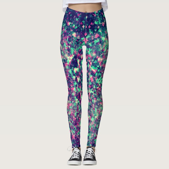 Colourful Grunge Kaleidoscope Pattern Leggings (Front)