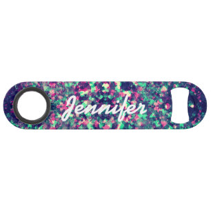 Colourful Grunge Kaleidoscope Pattern Monogram Speed Bottle Opener
