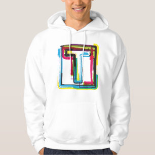 Colourful Grunge Letter T Artistic Hoodie
