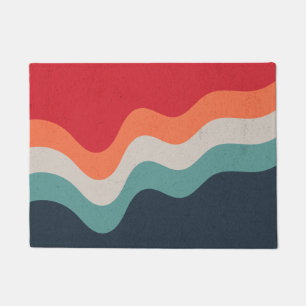 Colourful grunge retro style waves doormat