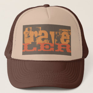 colourful grunge TRAVELER lettering   Trucker Hat