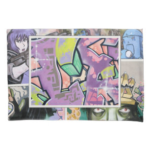 Colourful Grungy Street Art Collage alt 5 Pillowcase