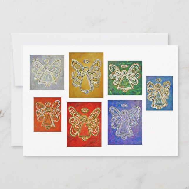 Colourful Guardian Angel Art Custom Invitations (Front)