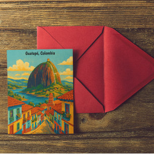 Colourful Guatape El Penol Rock Colombia  Postcard