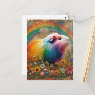 Colourful Guinea Pig in the Meadow Collage Postcard