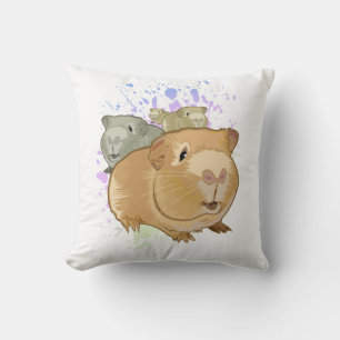 Colourful Guinea Pig Trio Rainbow Paint Splash Dec Throw Pillow