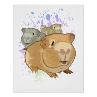 Colourful Guinea Pig Trio Rainbow Paint Splash