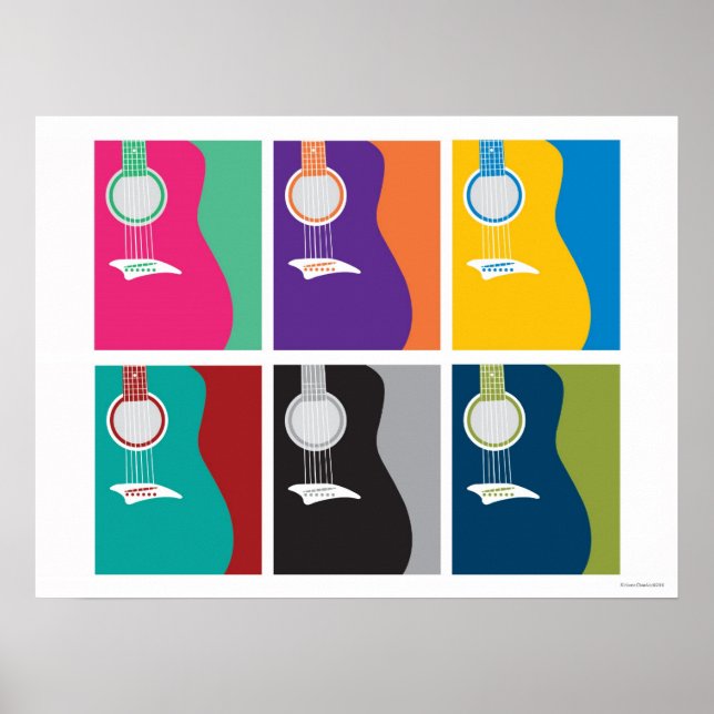Colourful Guitar Art Poster (Front)