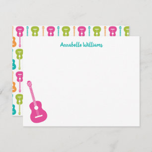 Colourful Guitar Musical Note Card