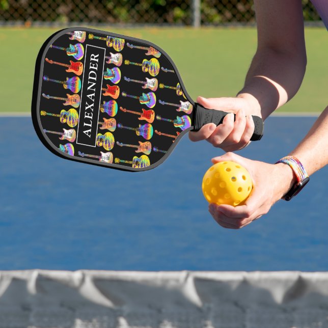 Colourful Guitar Pattern Name Pickleball Paddle (Insitu)
