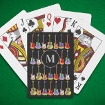 colourful guitar pattern personalized  playing cards<br><div class="desc">Electric, acoustic and semi acoustic guitars adorn this funky psychedelic personalized monogram initial tote bag ideal for students and music teachers or for travel in vibrant pop art colours. Fully customizable using the templates. Any guitarist or musician will tell you that you can never have to many guitars. This fun...</div>