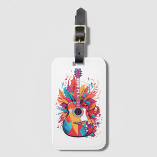Colourful Guitar Splash Art Clip Art Luggage Tag