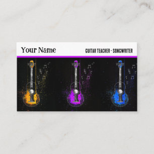 Colourful Guitar Trio Music Instructor Guitarist Business Card