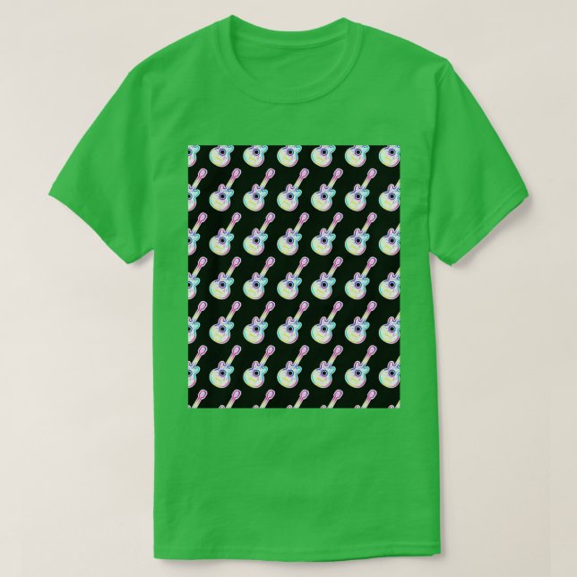 Colourful Guitar with Notes Graphic T-Shirt (Design Front)
