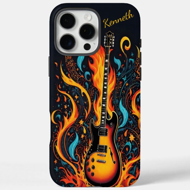 Colourful guitar with swirling flames Case-Mate iPhone case (Back)